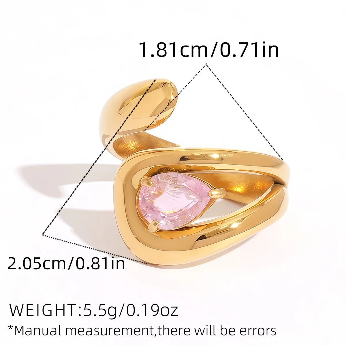 Statement Stainless Steel Delicate Shiny Cubic Zirconia Ring For Women High Quality 18K Gold PVD Plated Finger Jewelry Gift