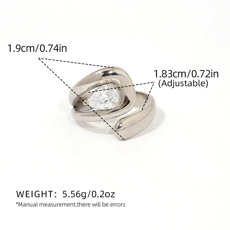 Statement Stainless Steel Delicate Shiny Cubic Zirconia Ring For Women High Quality 18K Gold PVD Plated Finger Jewelry Gift