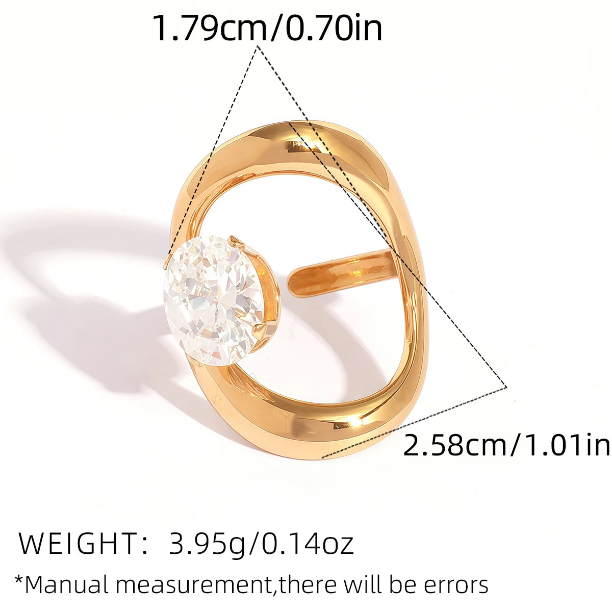 Statement Stainless Steel Delicate Shiny Cubic Zirconia Ring For Women High Quality 18K Gold PVD Plated Finger Jewelry Gift