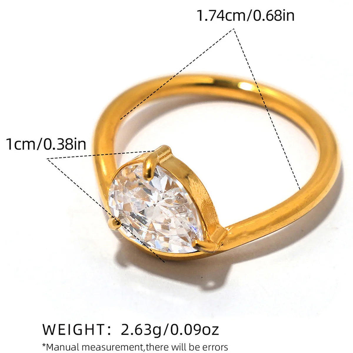 Statement Stainless Steel Delicate Shiny Cubic Zirconia Ring For Women High Quality 18K Gold PVD Plated Finger Jewelry Gift