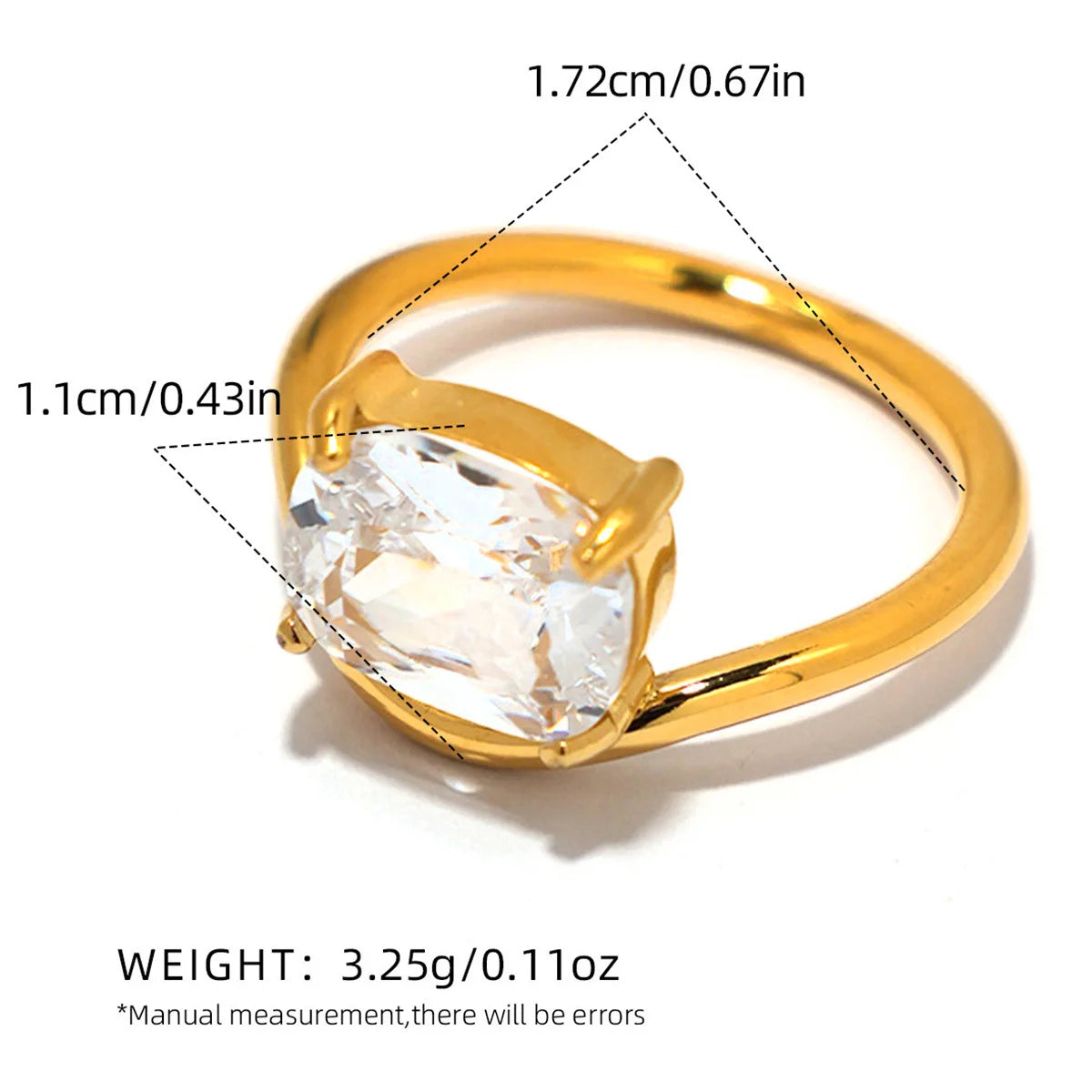 Statement Stainless Steel Delicate Shiny Cubic Zirconia Ring For Women High Quality 18K Gold PVD Plated Finger Jewelry Gift