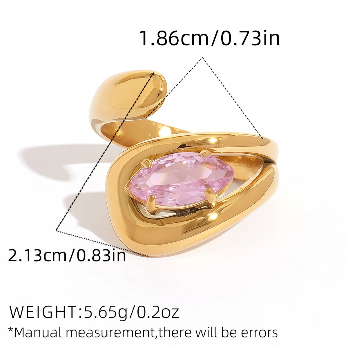 Statement Stainless Steel Delicate Shiny Cubic Zirconia Ring For Women High Quality 18K Gold PVD Plated Finger Jewelry Gift