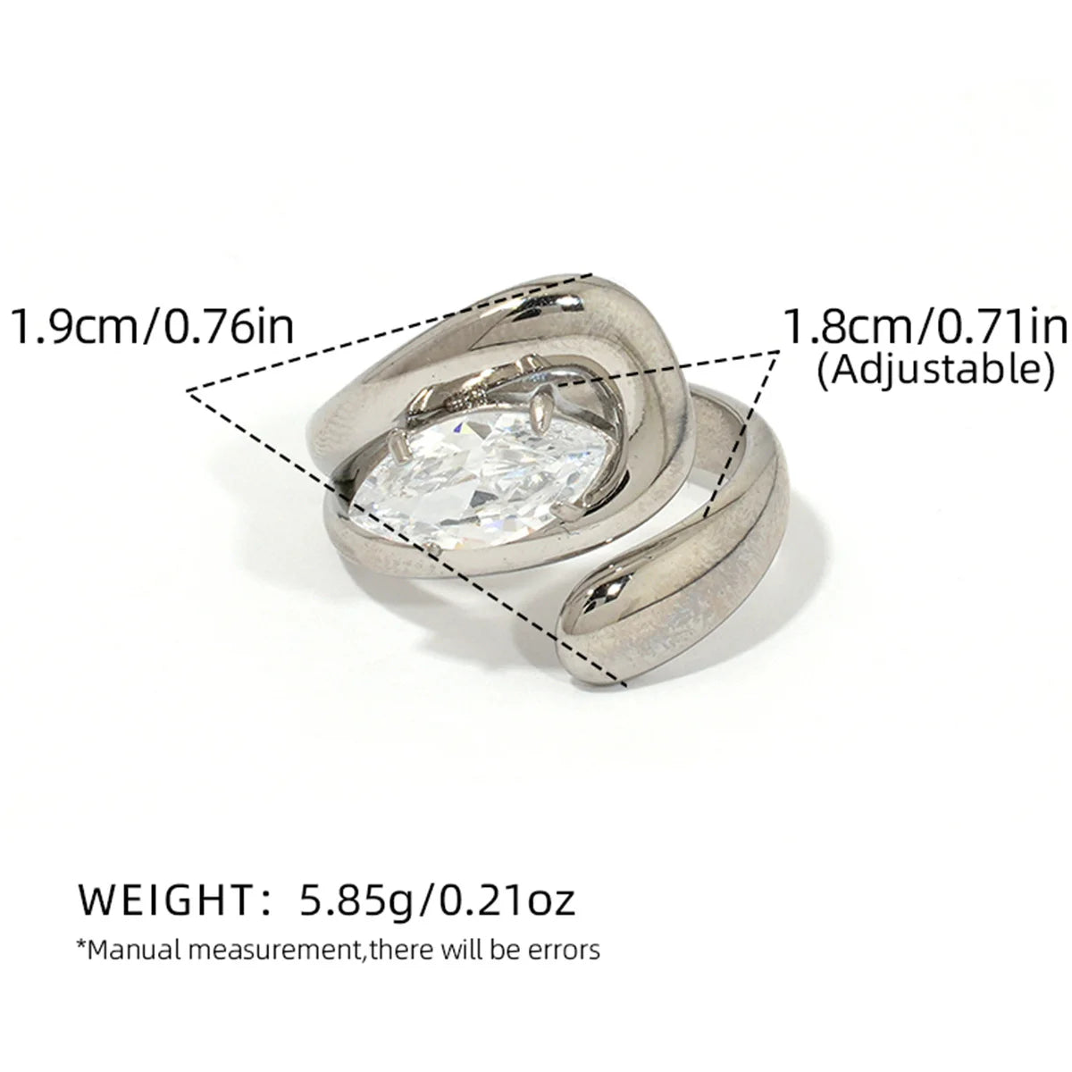 Statement Stainless Steel Delicate Shiny Cubic Zirconia Ring For Women High Quality 18K Gold PVD Plated Finger Jewelry Gift