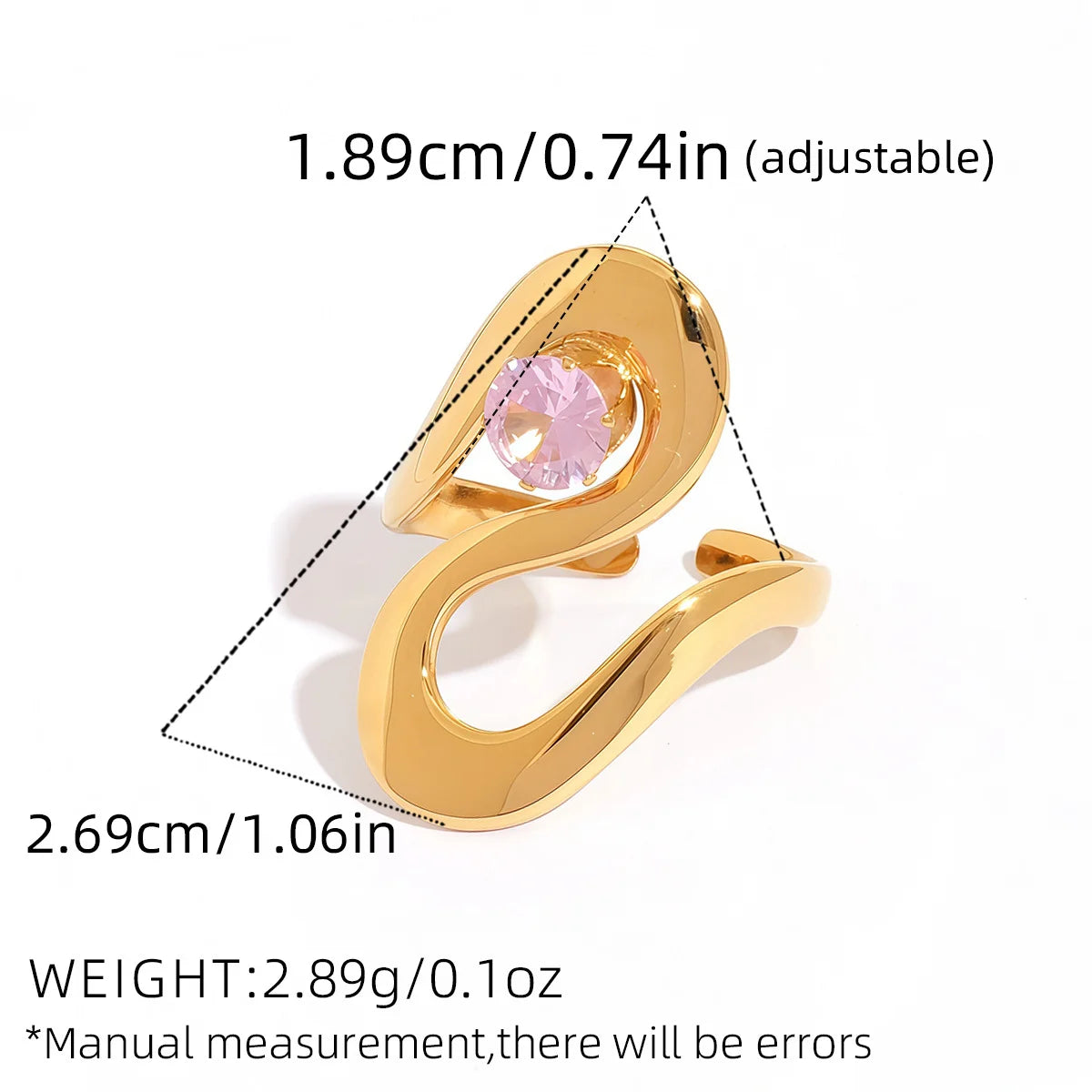 Statement Stainless Steel Delicate Shiny Cubic Zirconia Ring For Women High Quality 18K Gold PVD Plated Finger Jewelry Gift