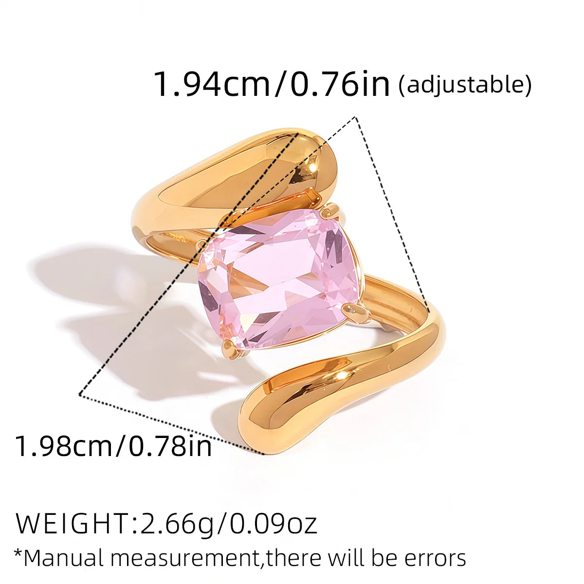 Statement Stainless Steel Delicate Shiny Cubic Zirconia Ring For Women High Quality 18K Gold PVD Plated Finger Jewelry Gift