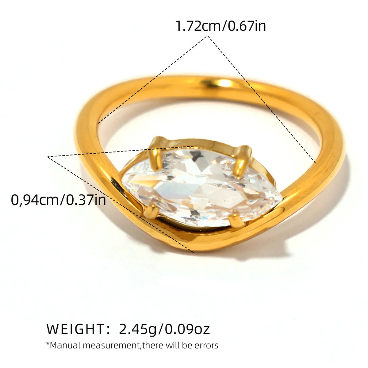 Statement Stainless Steel Delicate Shiny Cubic Zirconia Ring For Women High Quality 18K Gold PVD Plated Finger Jewelry Gift