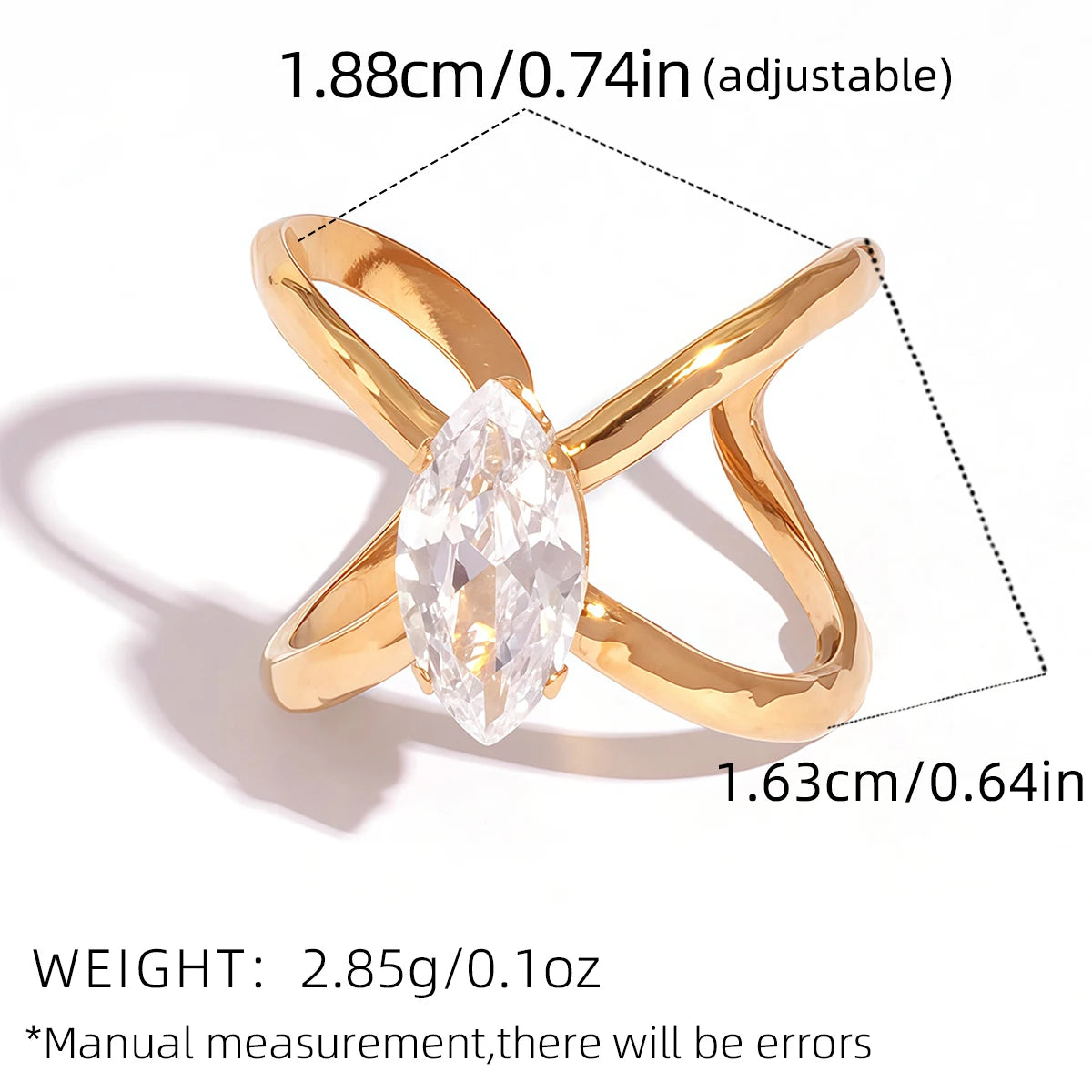 Statement Stainless Steel Delicate Shiny Cubic Zirconia Ring For Women High Quality 18K Gold PVD Plated Finger Jewelry Gift