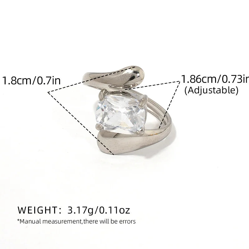 Statement Stainless Steel Delicate Shiny Cubic Zirconia Ring For Women High Quality 18K Gold PVD Plated Finger Jewelry Gift