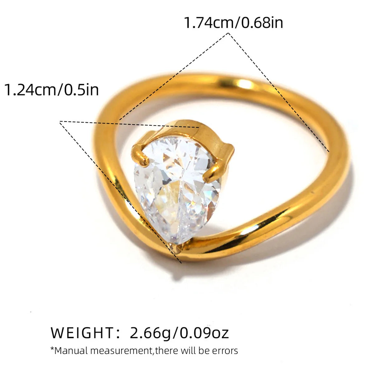 Statement Stainless Steel Delicate Shiny Cubic Zirconia Ring For Women High Quality 18K Gold PVD Plated Finger Jewelry Gift