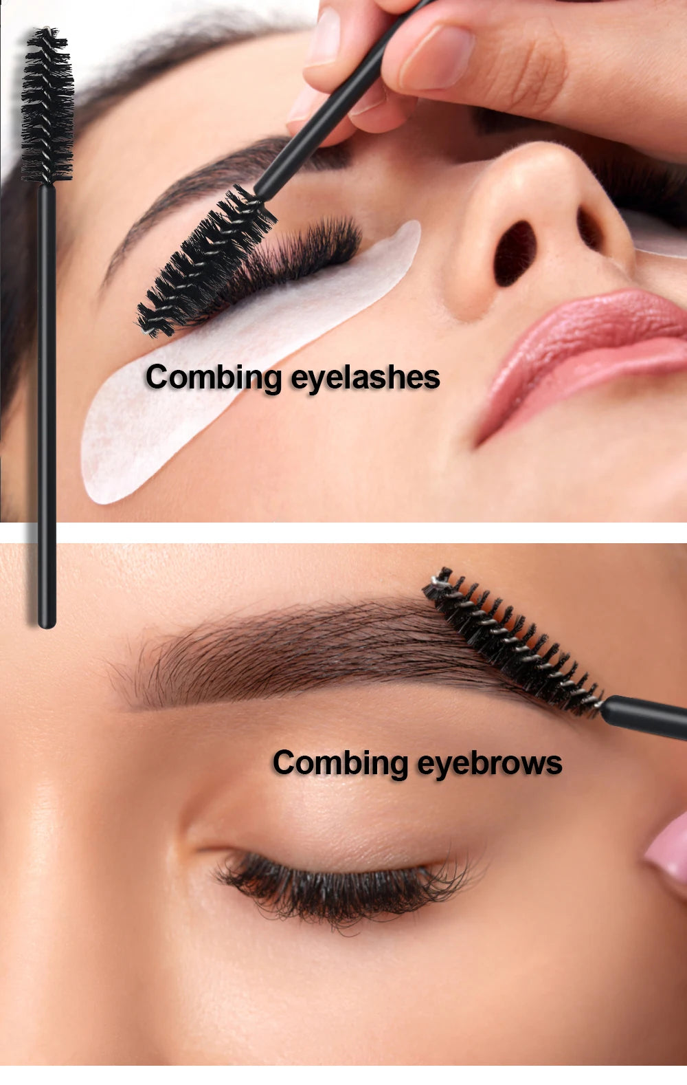 ANNAFRIS 50Pcs  Disposable Eyelash  Brush Soft Head Crystal Eyebrow Brush Lash Extension Brush  Mascara Wand Makeup Tool