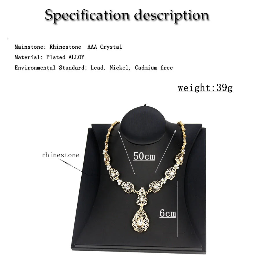 Sunspicems Chic Crystal Pendant Necklace Morocco Wedding Jewelry For Women Algeria Bride Choker Necklace Kaftan Accessories