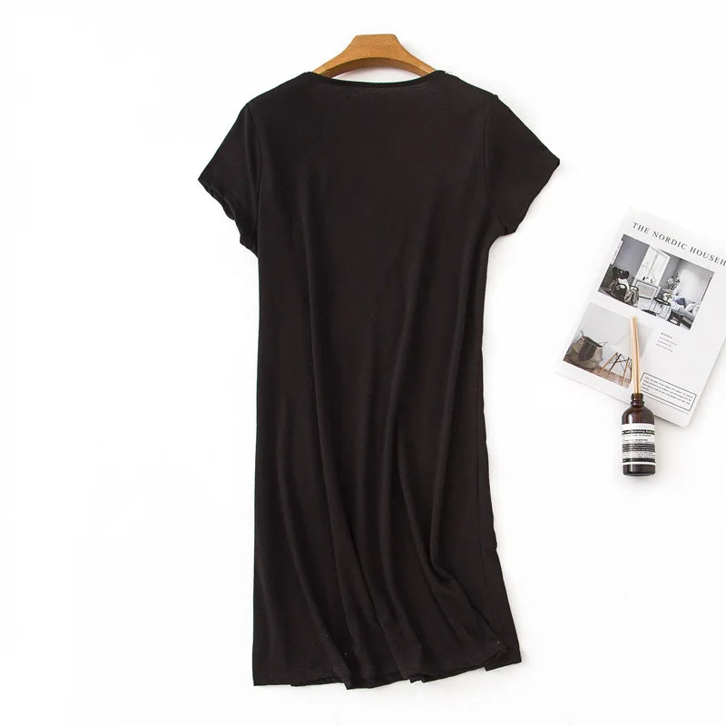 Brand Designer Homewear Women Casual Cartoon Nightgown Ladies Cotton Nightdress Female Round Collar High Quality Sleep Dress