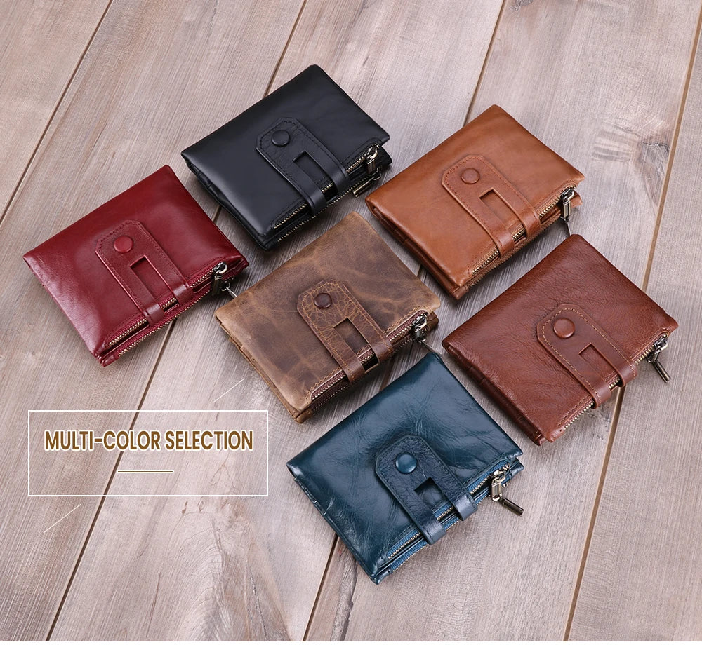 JOGUJOS Crazy Horse Leather Men's Wallet Genuine Leather Men Business Wallet  RFID Men Card Id Holder Coin Purse Travel Wallet