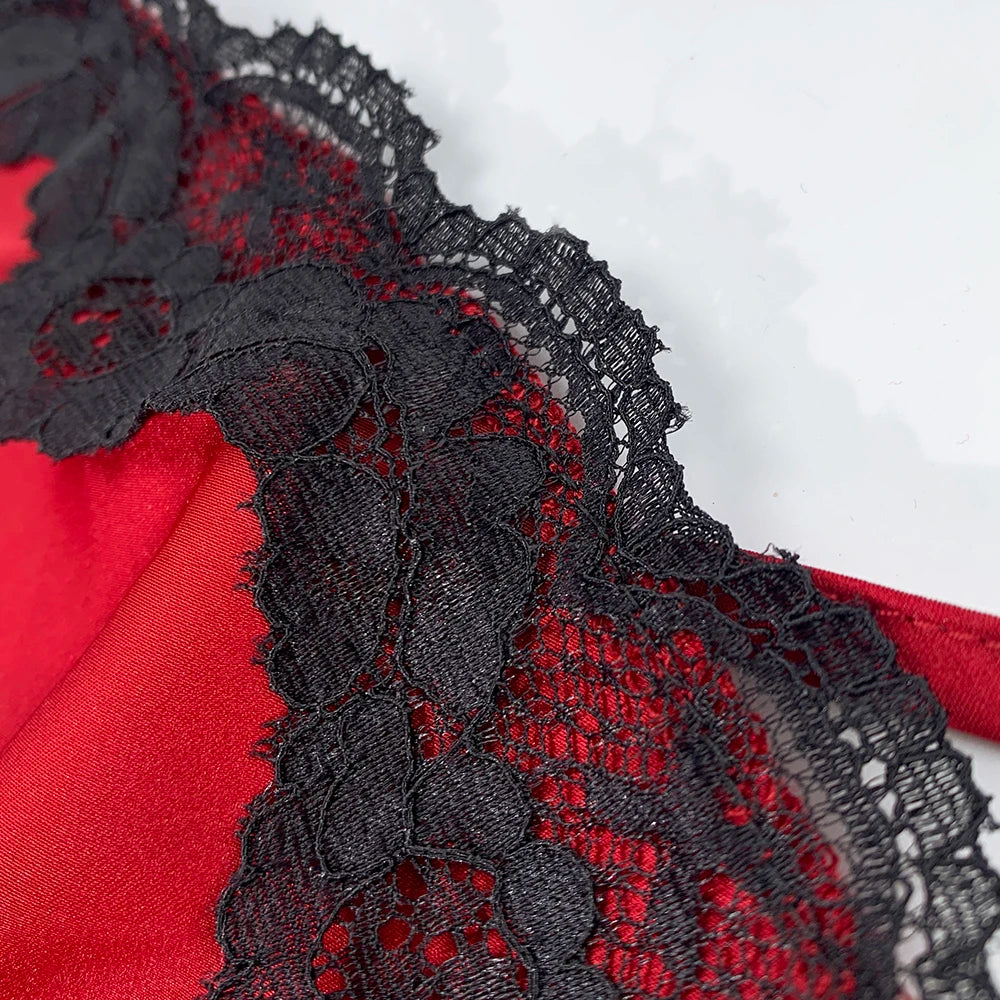 HTTHDD Lace Women Nightdress Satin Spaghetti Straps Flower Embroidery Women Pajamas Fashion Summer Evening Dress Sexy Nightgown