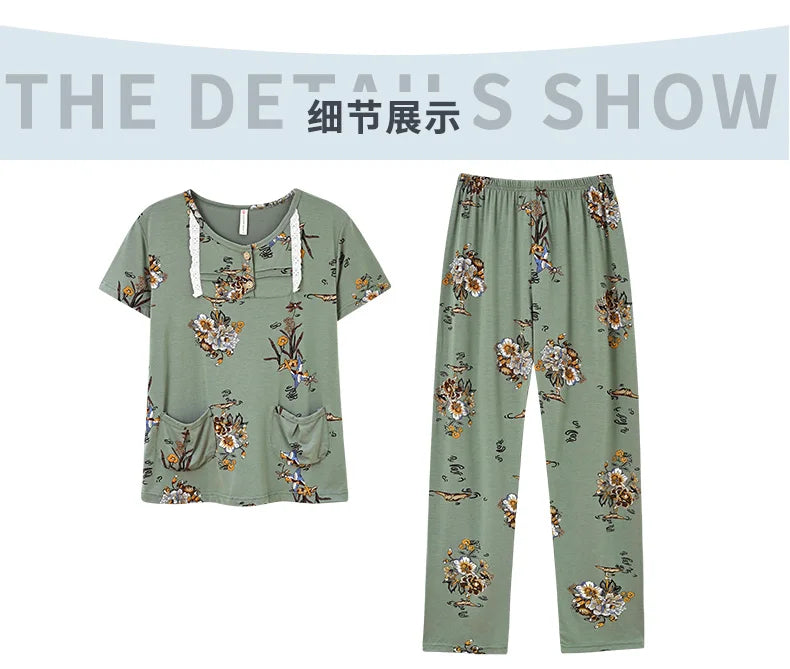 Fashion Summer Small Floral Pyjamas Women Nightgown Big Yards 4XL Sleepshirts Short-Sleeve Nightie Pajama Modal Cotton Sleepwear