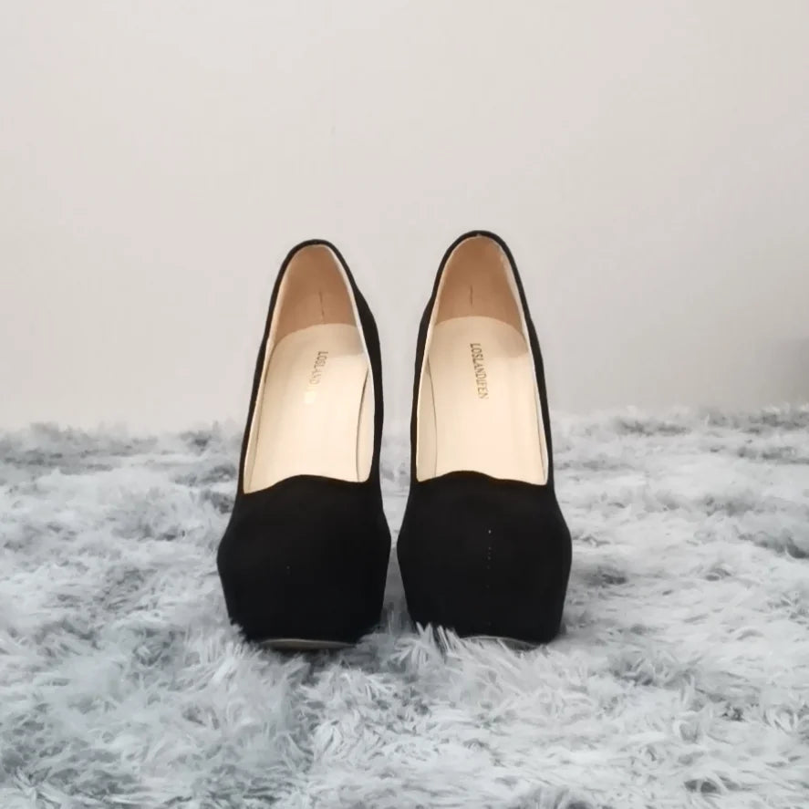 Women Pumps Stilettos Sexy 14cm Super High Heels Female Round Toes Platform Thin Heels NightClub Party Dress Red Wedding Shoes
