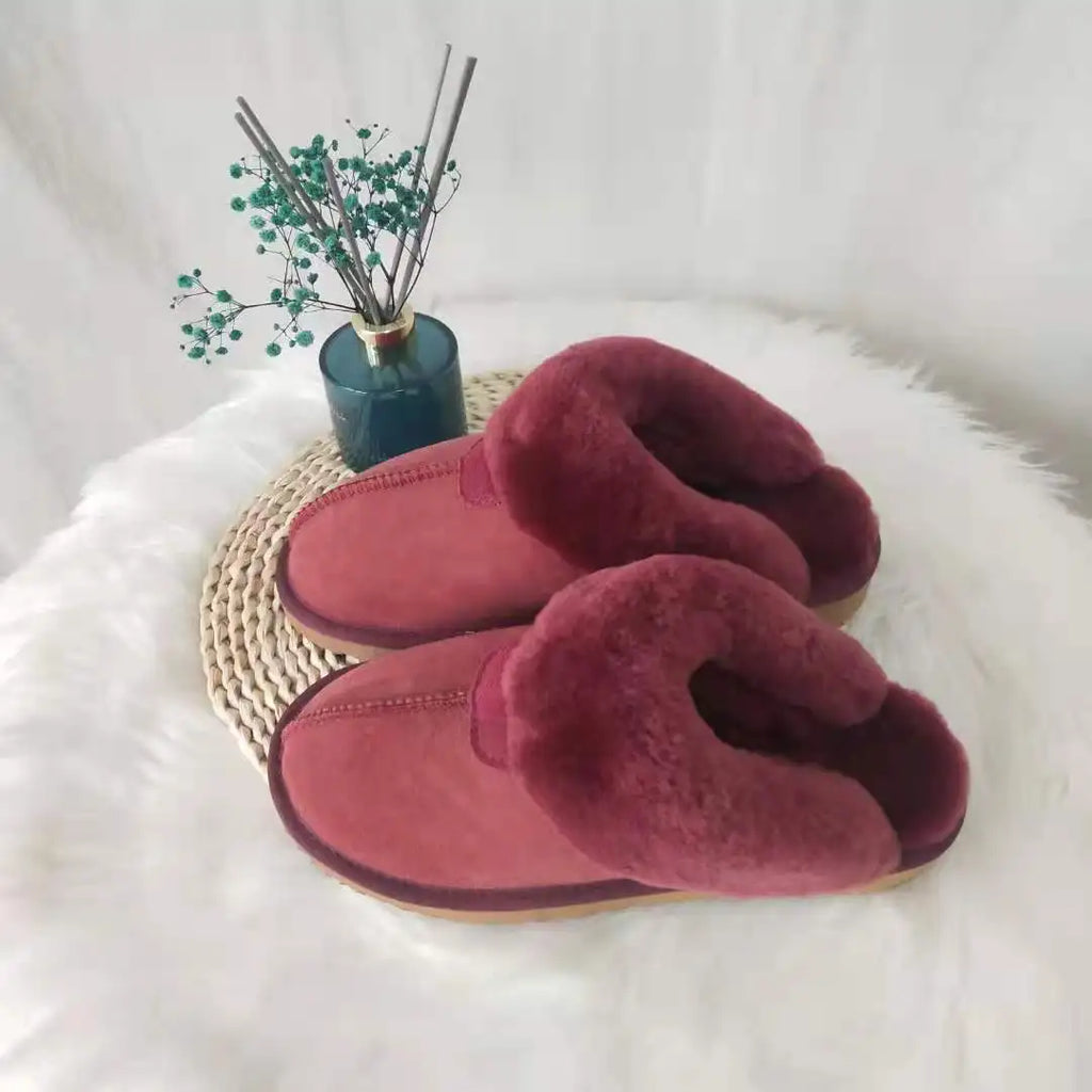 Natural Sheepskin Fur Slippers for Women Winter Warm Indoor Soft Wool Home Slippers Female Comfortable Footwear Top Quality 2025