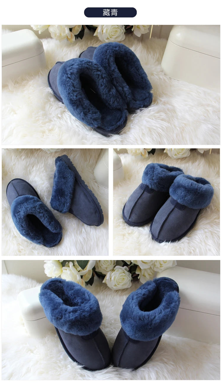 Natural Sheepskin Fur Slippers for Women Winter Warm Indoor Soft Wool Home Slippers Female Comfortable Footwear Top Quality 2025