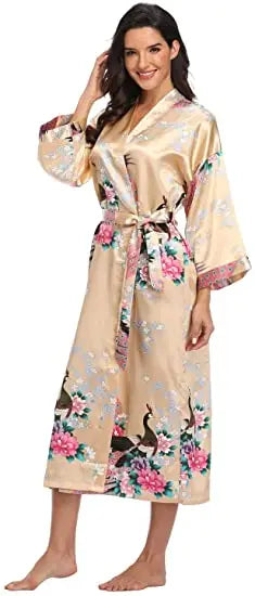 Hot Sale Black Summer Satin Kimono Bathrobe Women Bride Bridesmaid Wedding Robe Dress Gown Sexy Flower Long Sleepwear M-3XL