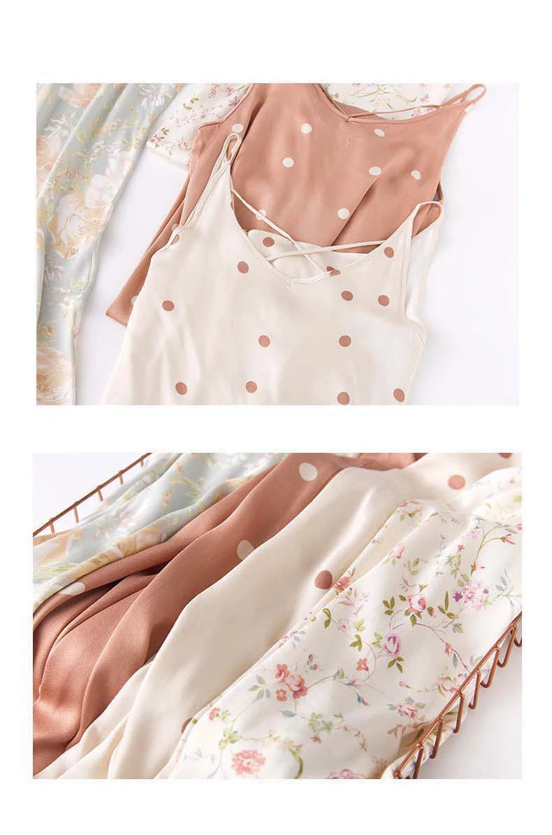 Summer new ladies sexy nightdress 100% viscose camisole skirt printed V-neck sleeveless skirt sexy dress summer plus size women