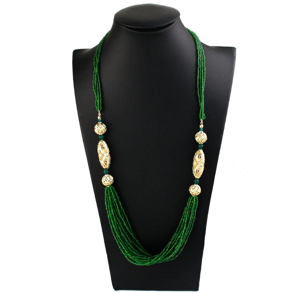 Sunspicems Trendy Moroccan Women Wedding Jewelry Long Beads Necklace Sweater Chain Algeria Handmade Caftan Choker Bride Gift