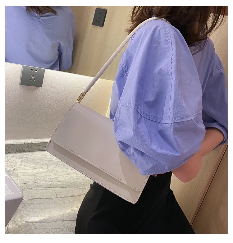 New Women's Fashion Handbags Retro Solid Color PU Leather Shoulder Underarm Bag Casual Women Hobos Handbags сумка женская Trend