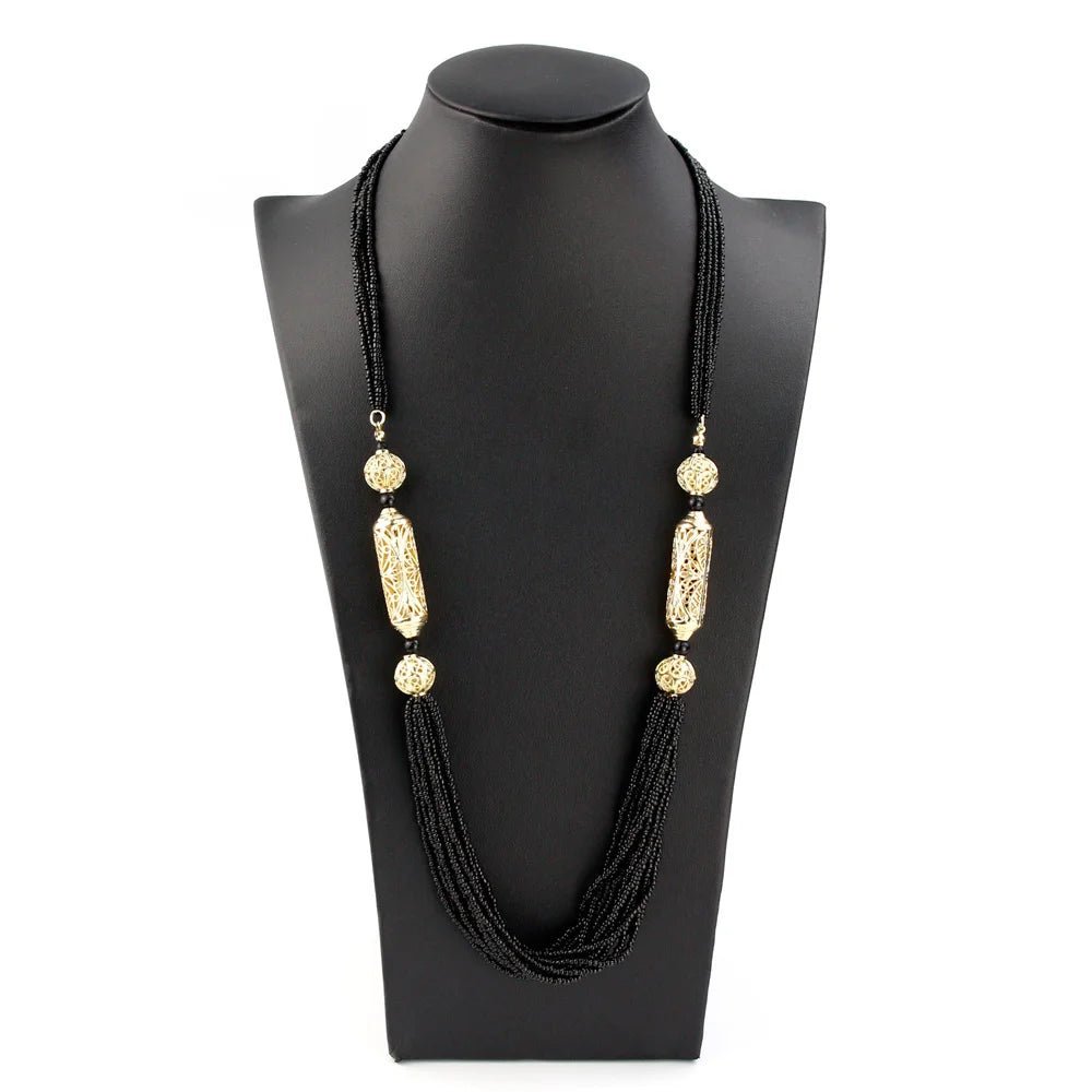 Sunspicems Gold Color Moroccan Beads Necklace Hand Multilayer Chain Algeria Bride Wedding Jewelry Crystal Caftan Choker Necklace