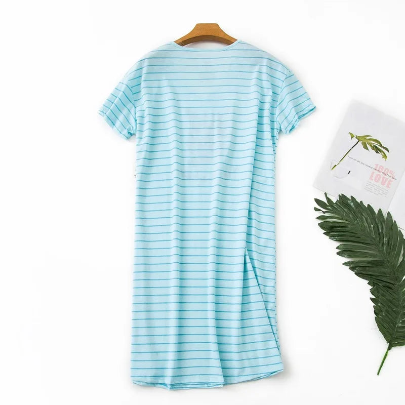 Brand Designer Homewear Women Casual Cartoon Nightgown Ladies Cotton Nightdress Female Round Collar High Quality Sleep Dress