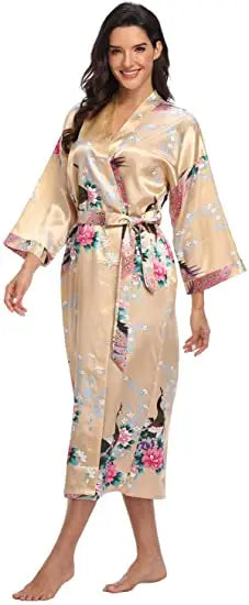 Hot Sale Black Summer Satin Kimono Bathrobe Women Bride Bridesmaid Wedding Robe Dress Gown Sexy Flower Long Sleepwear M-3XL