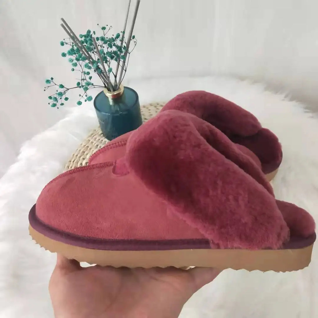 Natural Sheepskin Fur Slippers for Women Winter Warm Indoor Soft Wool Home Slippers Female Comfortable Footwear Top Quality 2025