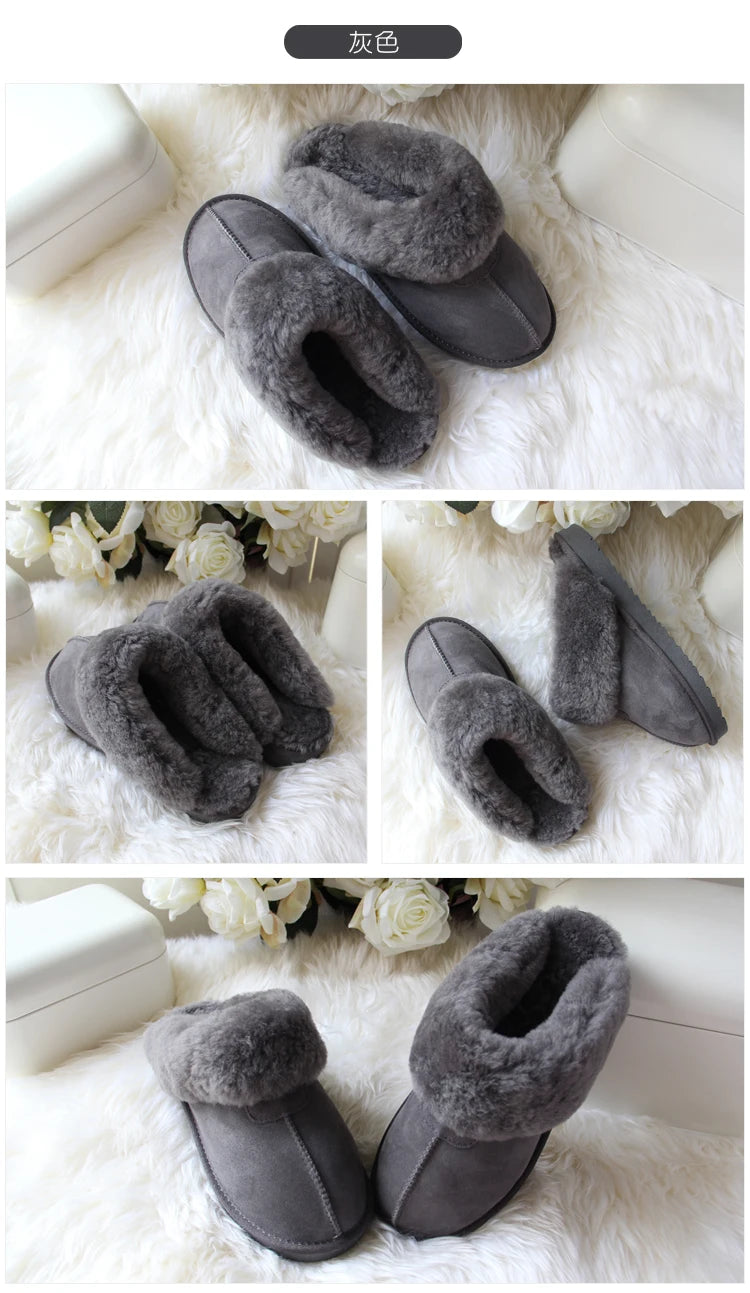Natural Sheepskin Fur Slippers for Women Winter Warm Indoor Soft Wool Home Slippers Female Comfortable Footwear Top Quality 2025