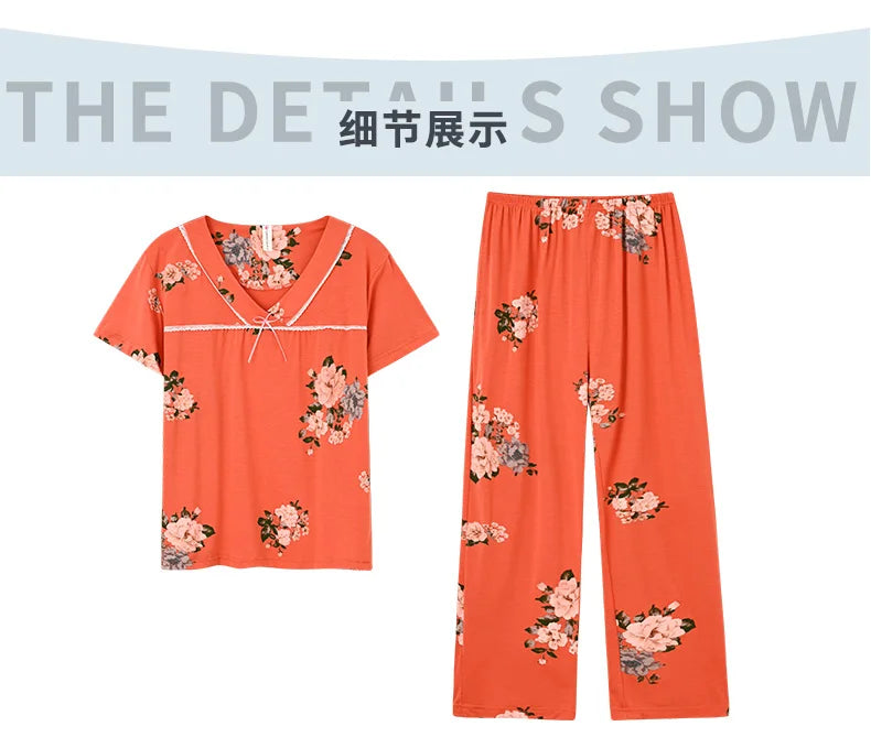 Fashion Summer Small Floral Pyjamas Women Nightgown Big Yards 4XL Sleepshirts Short-Sleeve Nightie Pajama Modal Cotton Sleepwear