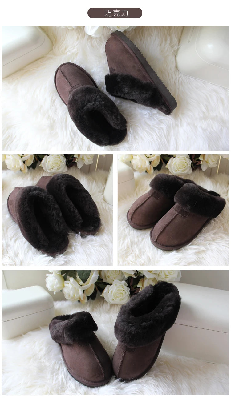 Natural Sheepskin Fur Slippers for Women Winter Warm Indoor Soft Wool Home Slippers Female Comfortable Footwear Top Quality 2025