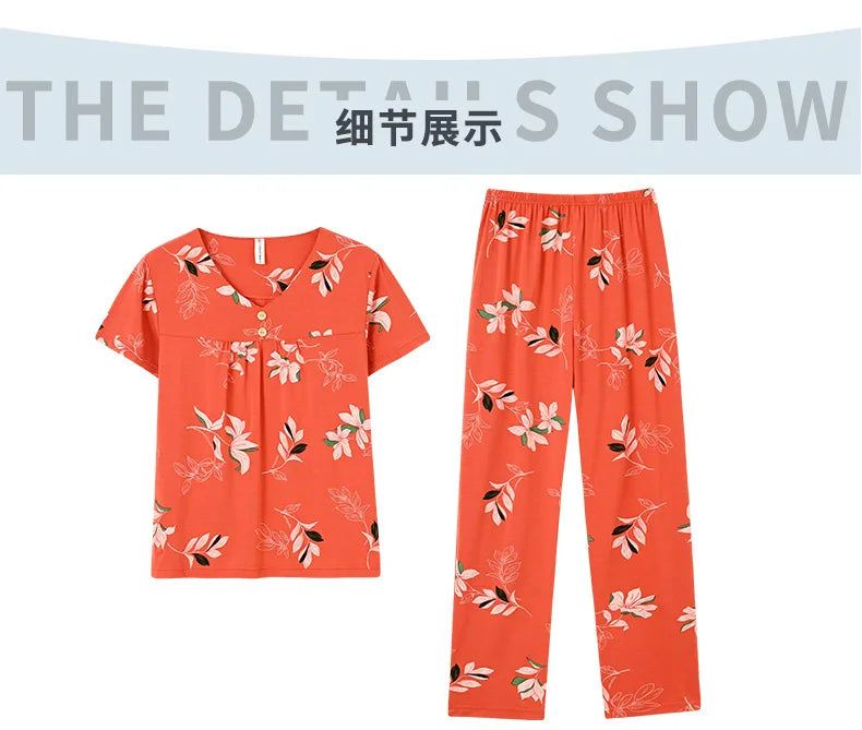 Fashion Summer Small Floral Pyjamas Women Nightgown Big Yards 4XL Sleepshirts Short-Sleeve Nightie Pajama Modal Cotton Sleepwear