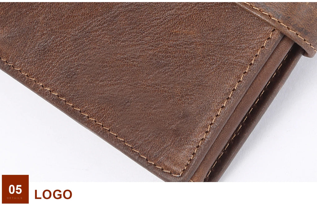 JOGUJOS Crazy Horse Leather Men's Wallet Genuine Leather Men Business Wallet  RFID Men Card Id Holder Coin Purse Travel Wallet