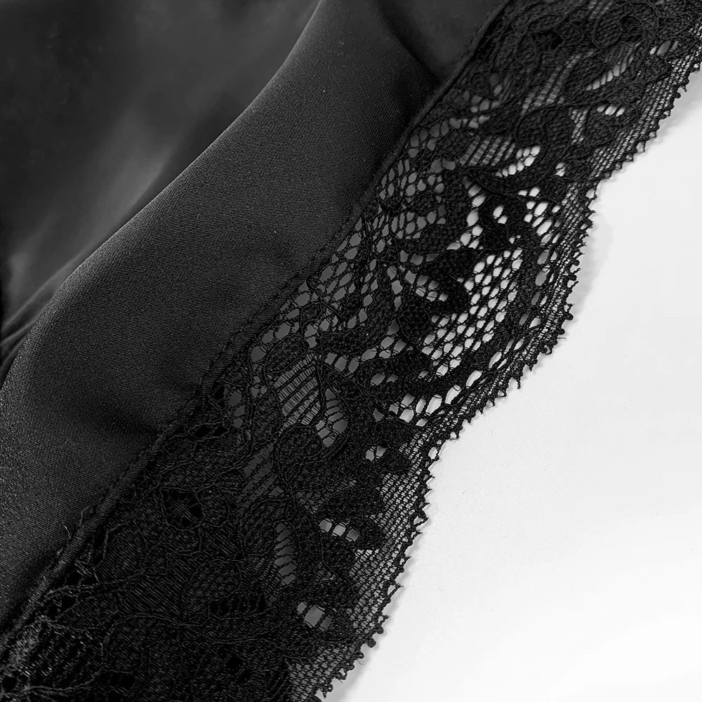 HTTHDD Lace Women Nightdress Satin Spaghetti Straps Flower Embroidery Women Pajamas Fashion Summer Evening Dress Sexy Nightgown