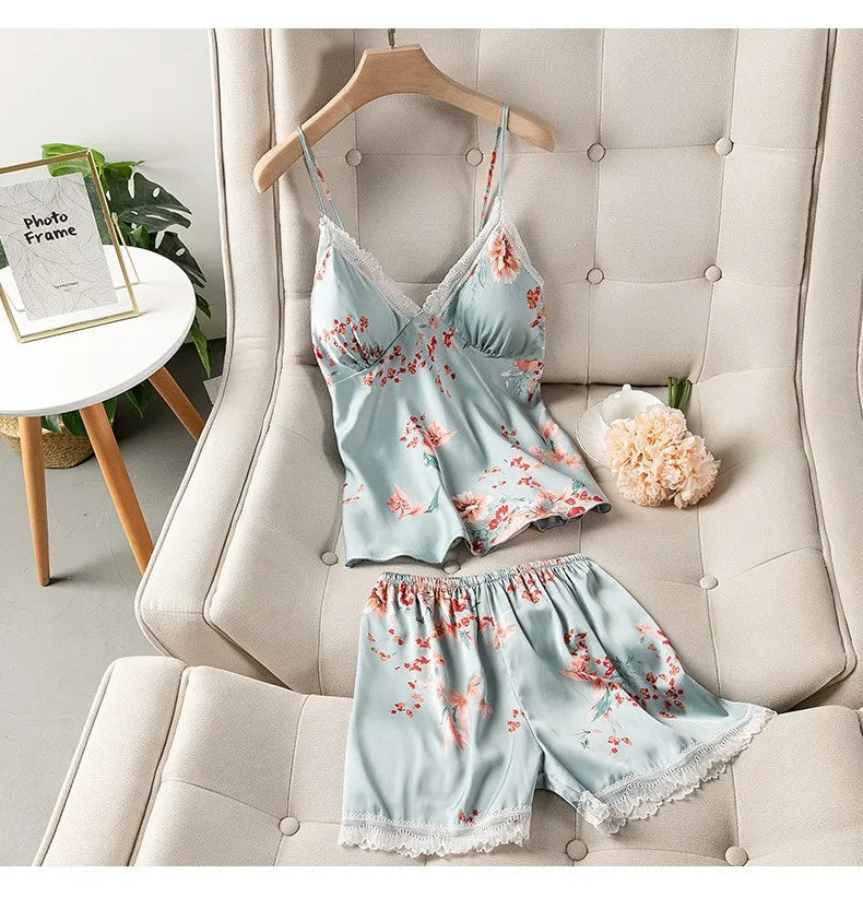 Kimono Robe Gown Print Flower Women Sleepwear Bathrobe Summer Nightgown Casual Silky Nightwear Satin Nightdress Home Clothes