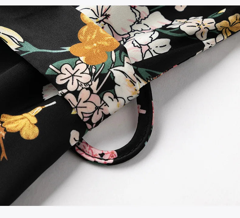 Kimono Robe Gown Print Flower Women Sleepwear Bathrobe Summer Nightgown Casual Silky Nightwear Satin Nightdress Home Clothes