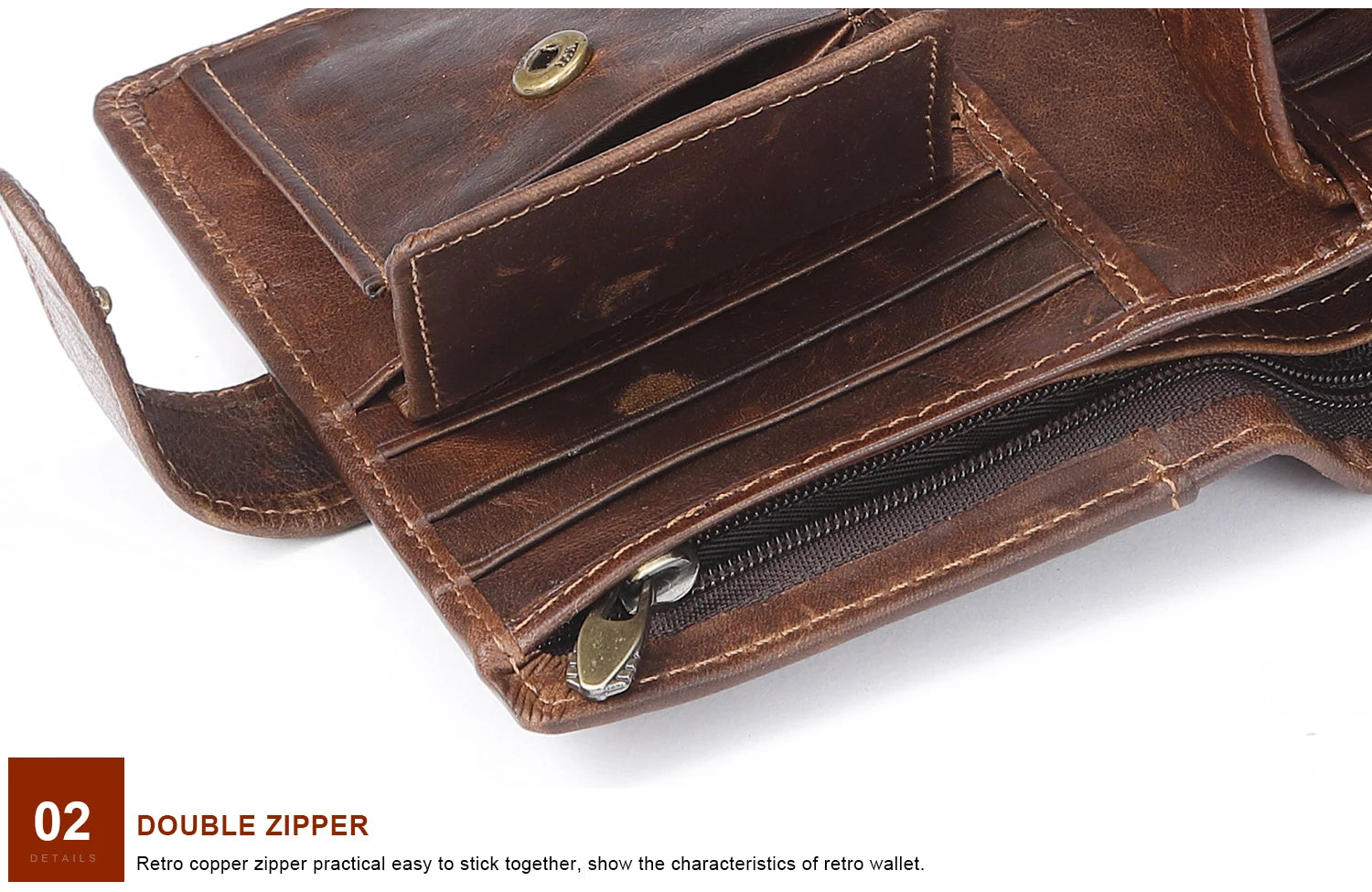 JOGUJOS Crazy Horse Leather Men's Wallet Genuine Leather Men Business Wallet  RFID Men Card Id Holder Coin Purse Travel Wallet