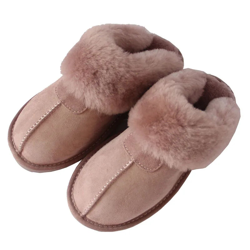 Natural Sheepskin Fur Slippers for Women Winter Warm Indoor Soft Wool Home Slippers Female Comfortable Footwear Top Quality 2025