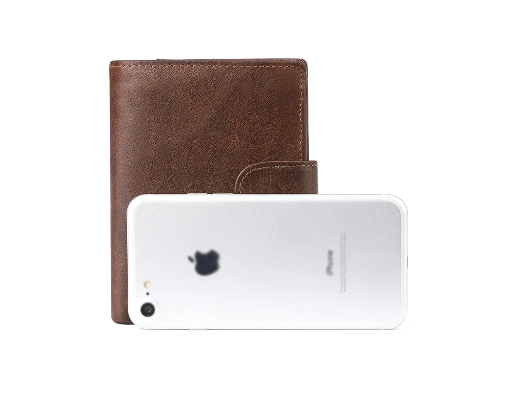 JOGUJOS Crazy Horse Leather Men's Wallet Genuine Leather Men Business Wallet  RFID Men Card Id Holder Coin Purse Travel Wallet