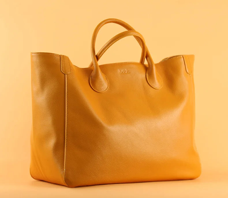 Roomy Women Bag Genuine Leather Handbag Luxury Cowhide Casual Tote Thick Real Natural Leather Bucket Shopper Daily Bag Big Purse