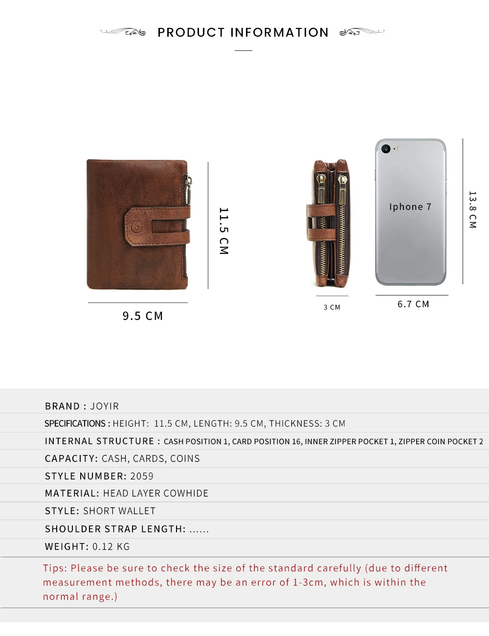JOGUJOS Crazy Horse Leather Men's Wallet Genuine Leather Men Business Wallet  RFID Men Card Id Holder Coin Purse Travel Wallet
