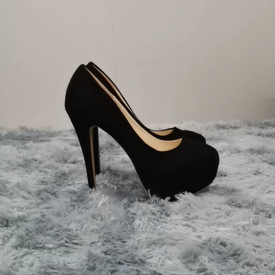 Women Pumps Stilettos Sexy 14cm Super High Heels Female Round Toes Platform Thin Heels NightClub Party Dress Red Wedding Shoes