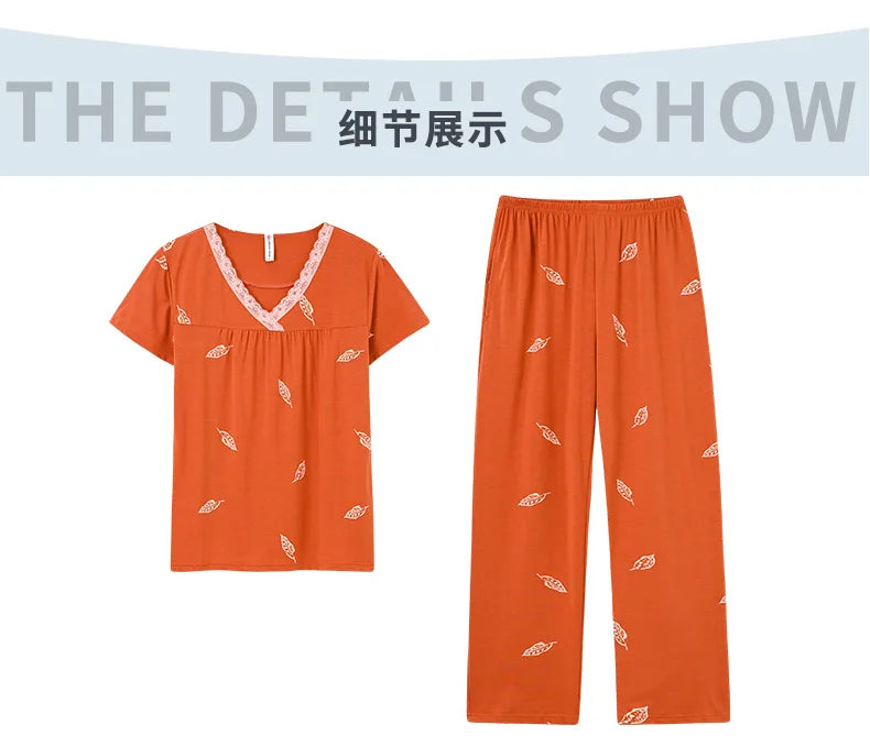 Fashion Summer Small Floral Pyjamas Women Nightgown Big Yards 4XL Sleepshirts Short-Sleeve Nightie Pajama Modal Cotton Sleepwear