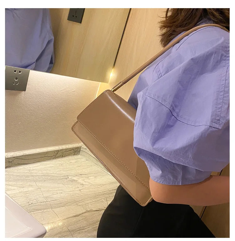 New Women's Fashion Handbags Retro Solid Color PU Leather Shoulder Underarm Bag Casual Women Hobos Handbags сумка женская Trend