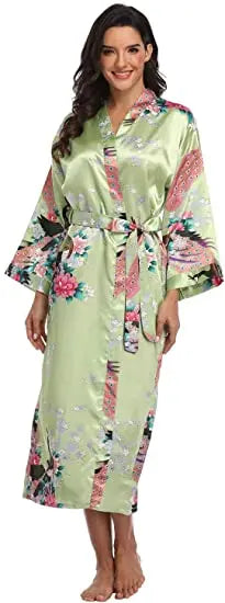 Hot Sale Black Summer Satin Kimono Bathrobe Women Bride Bridesmaid Wedding Robe Dress Gown Sexy Flower Long Sleepwear M-3XL