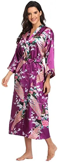 Hot Sale Black Summer Satin Kimono Bathrobe Women Bride Bridesmaid Wedding Robe Dress Gown Sexy Flower Long Sleepwear M-3XL