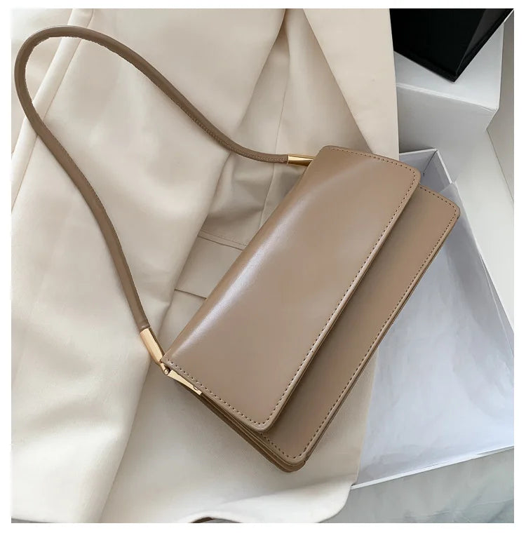 New Women's Fashion Handbags Retro Solid Color PU Leather Shoulder Underarm Bag Casual Women Hobos Handbags сумка женская Trend