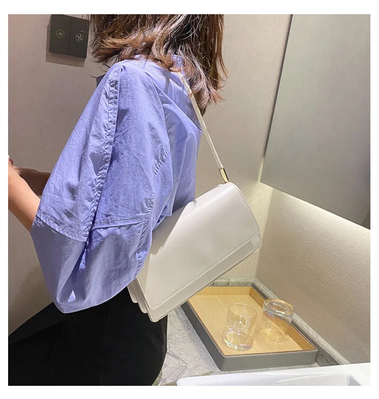 New Women's Fashion Handbags Retro Solid Color PU Leather Shoulder Underarm Bag Casual Women Hobos Handbags сумка женская Trend